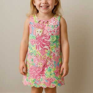 Lilly Pulitzer Girls Pink and Green Crew Neck Sundress size 7
